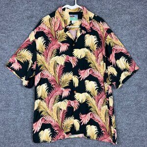 Reyn Spooner Hawaiian‎ Tropical Floral Leaves Button Down Shirt Sz LARGE